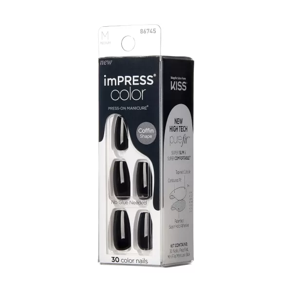 imPRESS KISS Press-On Manicure, Nail Kit, PureFit Technology, Medium Length Press-On Nails, So French', Includes Prep Pad, Mini Nail File, Cuticle Stick, and 30 Fake Nails