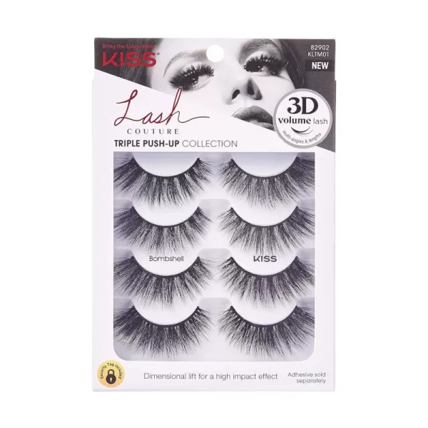 KISS Lash Couture Triple Push Up Collection, 3D Volume False Eyelashes with Triple Design Technology, Multi-Angles &amp; Lengths, Reusable, Style 'Camisole', 1 Pair Fake Eyelashes)