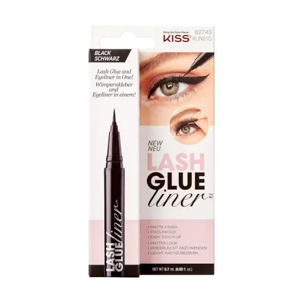 KISS Lash Glueliner, Eyeliner Lash Glue, 2-in-1 Felt-Tip Eyeliner and Lash Adhesive, Includes 1 Glue Liner, Long Lasting Wear, Can Be Used with Strip Lashes and Lash Clusters