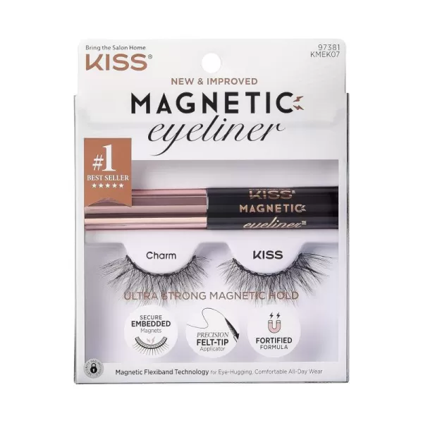 KISS Magnetic False Eyelashes, Charm', 12 mm, Includes 1 Pair Of Magnetic Lashes, Contact Lens Friendly, Easy to Apply, Reusable Strip Lashes