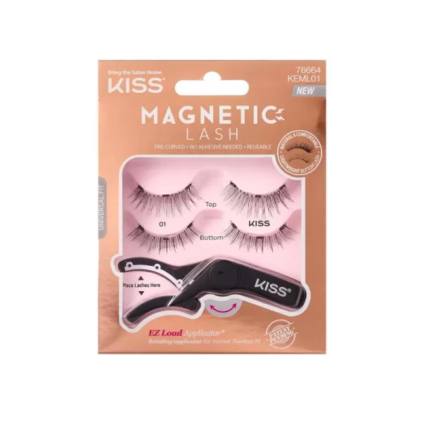 KISS Magnetic False Eyelashes, Charm', 12 mm, Includes 1 Pair Of Magnetic Lashes, Contact Lens Friendly, Easy to Apply, Reusable Strip Lashes
