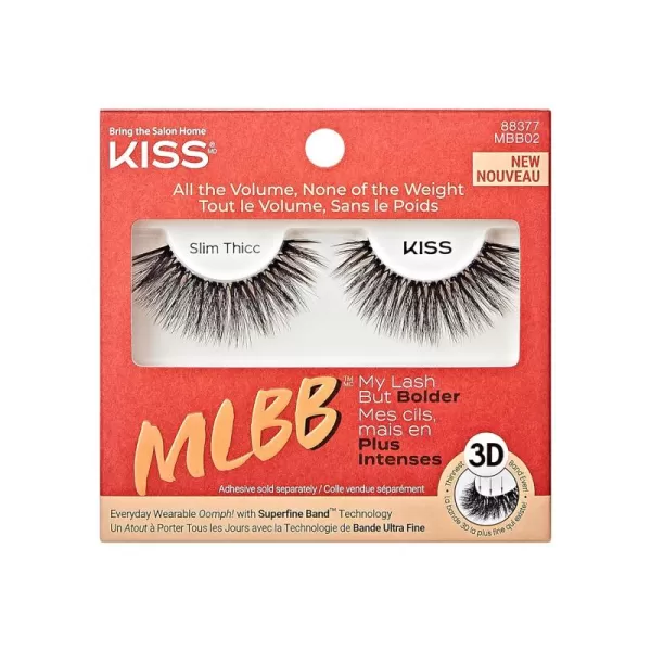 KISS My Lash But Bolder, False Eyelashes, Big Personality', 14 mm, Includes 1 Pair, Contact Lens Friendly, Easy to Apply, Reusable Strip Lashes, Glue-On