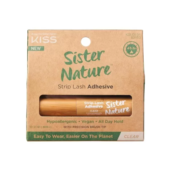 KISS Sister Nature, Lash Glue, Strip Lash Adhesive, Clear, Includes 1 Lash Adhesive, Long Lasting Wear, Can Be Used with Strip Lashes and Lash Clusters