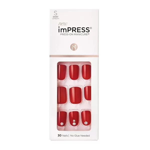 KISS imPRESS No Glue Mani Press On Nails, Design, 'Before Sunset', Multicolor, Short Size, Squoval Shape, Includes 30 Nails, Prep Pad, Instructions Sheet, 1 Manicure Stick, 1 Mini File