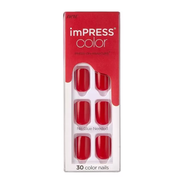 imPRESS KISS Press-On Manicure, Nail Kit, PureFit Technology, Medium Length Press-On Nails, So French', Includes Prep Pad, Mini Nail File, Cuticle Stick, and 30 Fake Nails