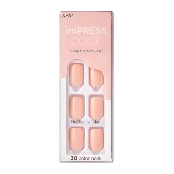 imPRESS KISS Press-On Manicure, Nail Kit, PureFit Technology, Medium Length Press-On Nails, So French', Includes Prep Pad, Mini Nail File, Cuticle Stick, and 30 Fake Nails