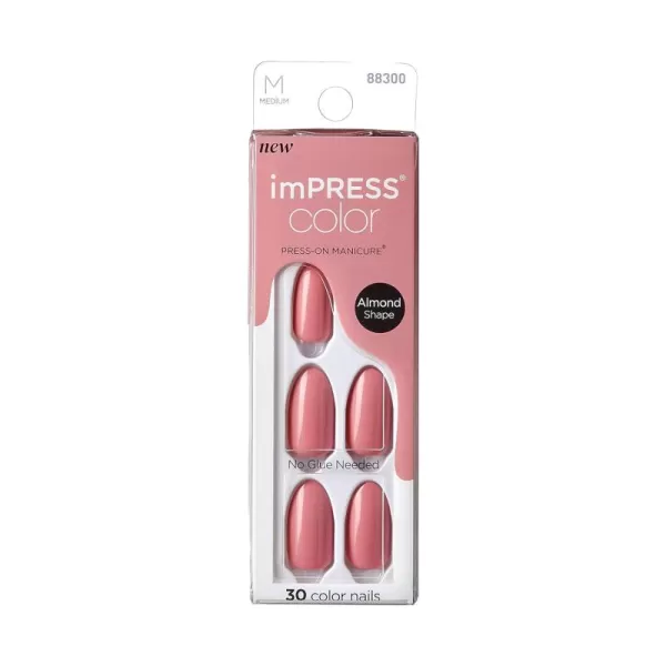 imPRESS KISS Press-On Manicure, Nail Kit, PureFit Technology, Medium Length Press-On Nails, So French', Includes Prep Pad, Mini Nail File, Cuticle Stick, and 30 Fake Nails