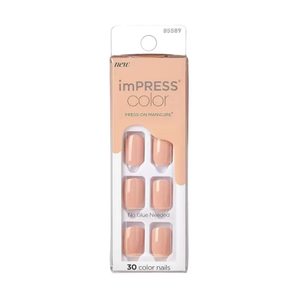 imPRESS KISS Press-On Manicure, Nail Kit, PureFit Technology, Medium Length Press-On Nails, So French', Includes Prep Pad, Mini Nail File, Cuticle Stick, and 30 Fake Nails