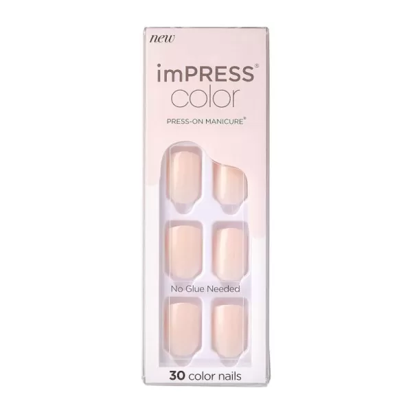 imPRESS KISS Press-On Manicure, Nail Kit, PureFit Technology, Medium Length Press-On Nails, So French', Includes Prep Pad, Mini Nail File, Cuticle Stick, and 30 Fake Nails