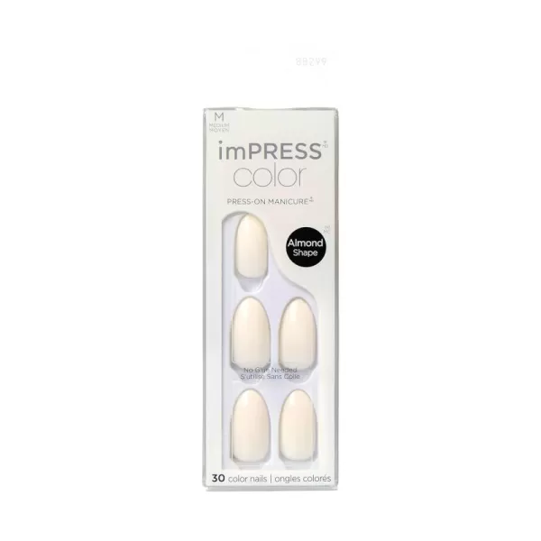 imPRESS KISS Press-On Manicure, Nail Kit, PureFit Technology, Medium Length Press-On Nails, So French', Includes Prep Pad, Mini Nail File, Cuticle Stick, and 30 Fake Nails