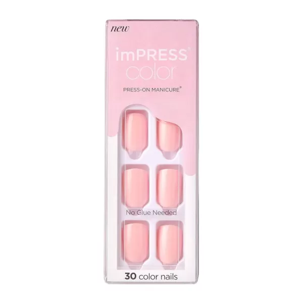 imPRESS KISS Press-On Manicure, Nail Kit, PureFit Technology, Medium Length Press-On Nails, So French', Includes Prep Pad, Mini Nail File, Cuticle Stick, and 30 Fake Nails