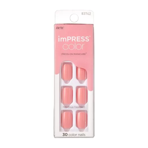 imPRESS KISS Press-On Manicure, Nail Kit, PureFit Technology, Medium Length Press-On Nails, So French', Includes Prep Pad, Mini Nail File, Cuticle Stick, and 30 Fake Nails