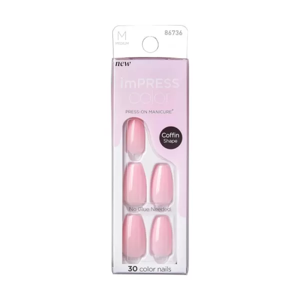 imPRESS KISS Press-On Manicure, Nail Kit, PureFit Technology, Medium Length Press-On Nails, So French', Includes Prep Pad, Mini Nail File, Cuticle Stick, and 30 Fake Nails