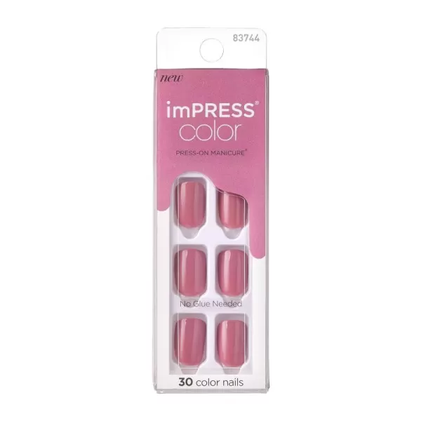 imPRESS KISS Press-On Manicure, Nail Kit, PureFit Technology, Medium Length Press-On Nails, So French', Includes Prep Pad, Mini Nail File, Cuticle Stick, and 30 Fake Nails