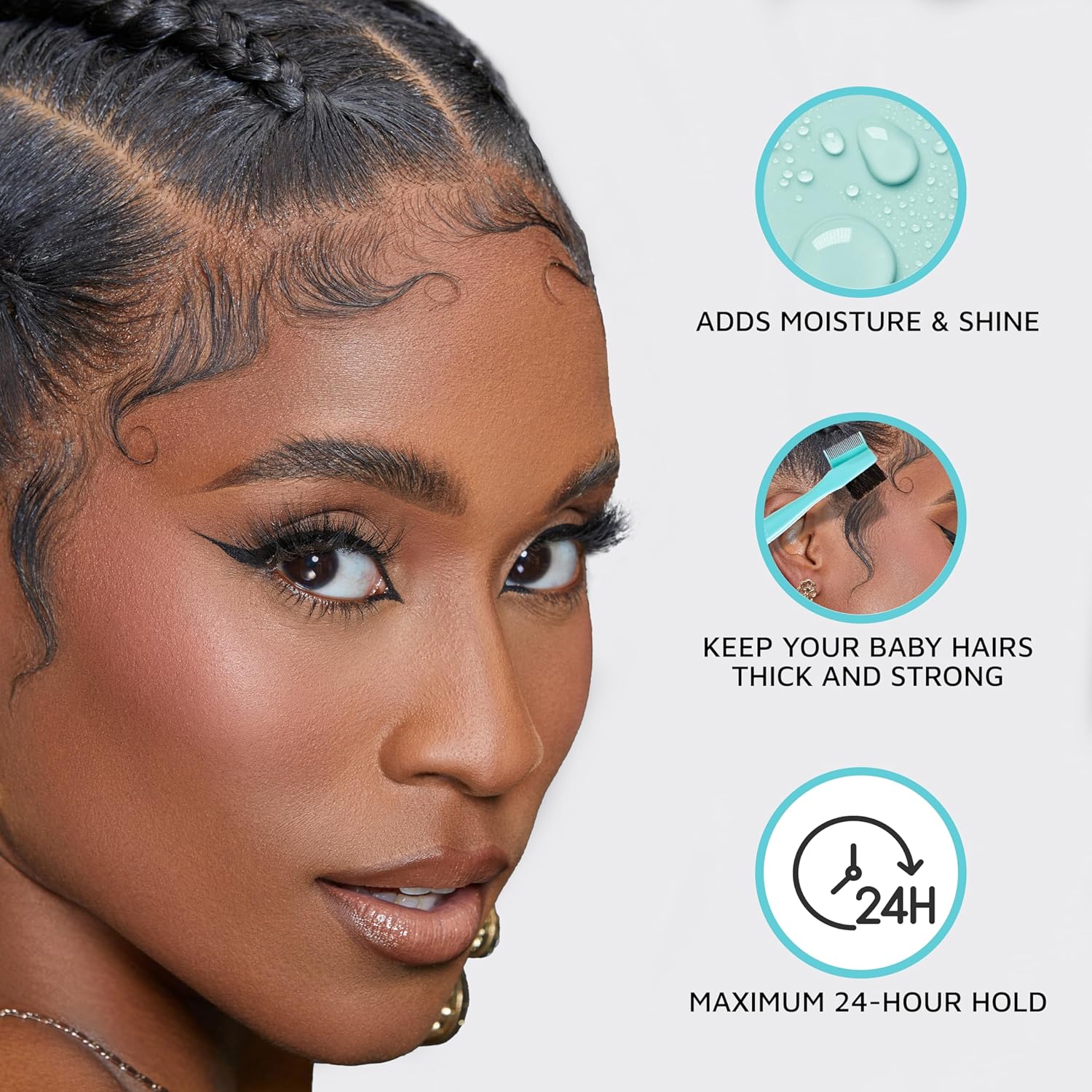 KISS COLORS &amp; CARE 24 Hour Maximum Hold Scented Edge Fixer, Biotin B7 Infused, All Hair Types, Non-Greasy Gel, No Flaking, 100 mL  - Orange Blossom Scent