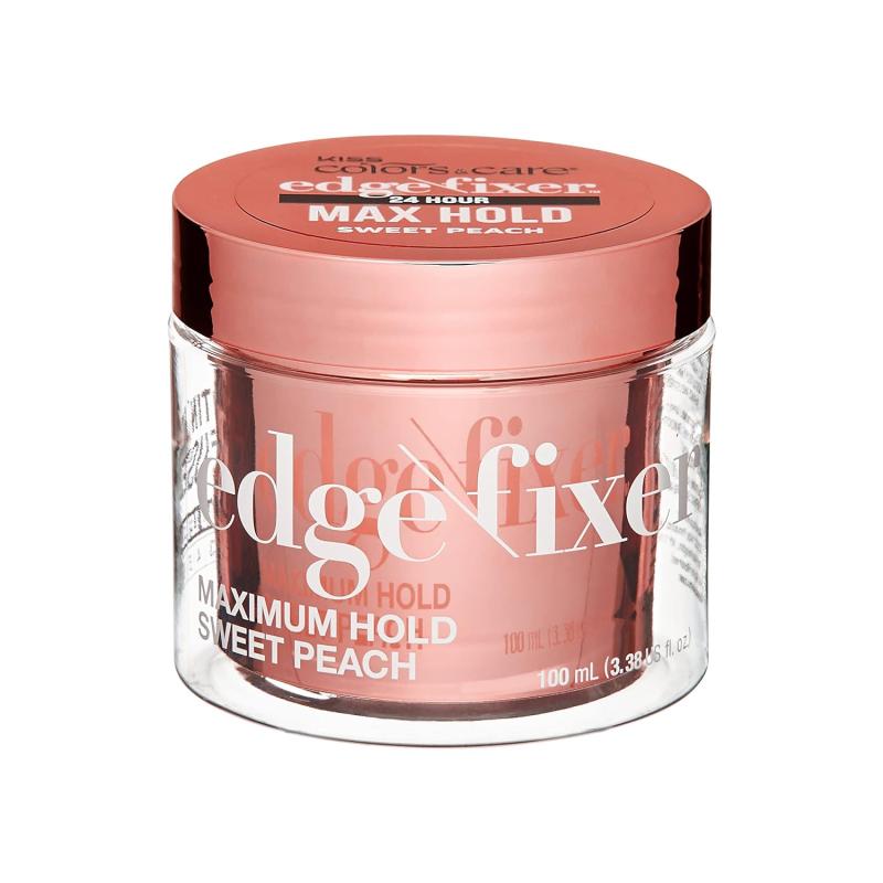 KISS COLORS &amp; CARE 24 Hour Maximum Hold Scented Edge Fixer, Biotin B7 Infused, All Hair Types, Non-Greasy Gel, No Flaking, 100 mL  - Orange Blossom Scent