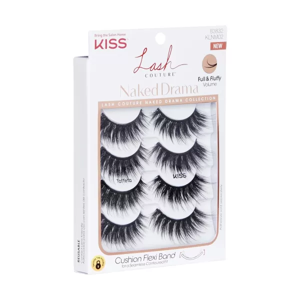 KISS Lash Couture Naked Drama False Eyelashes, Cruise', 16 mm, Includes 4 Pairs Of Lashes, Contact Lens Friendly, Easy to Apply, Reusable Strip Lashes)