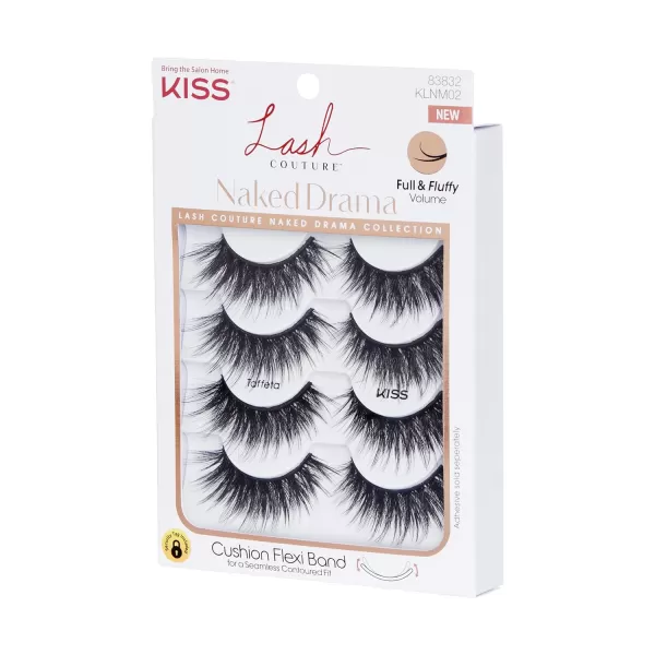 KISS Lash Couture Naked Drama False Eyelashes, Cruise', 16 mm, Includes 4 Pairs Of Lashes, Contact Lens Friendly, Easy to Apply, Reusable Strip Lashes)