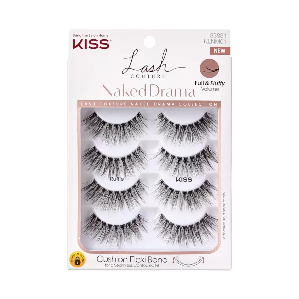 KISS Lash Couture Naked Drama False Eyelashes, Cruise', 16 mm, Includes 4 Pairs Of Lashes, Contact Lens Friendly, Easy to Apply, Reusable Strip Lashes)