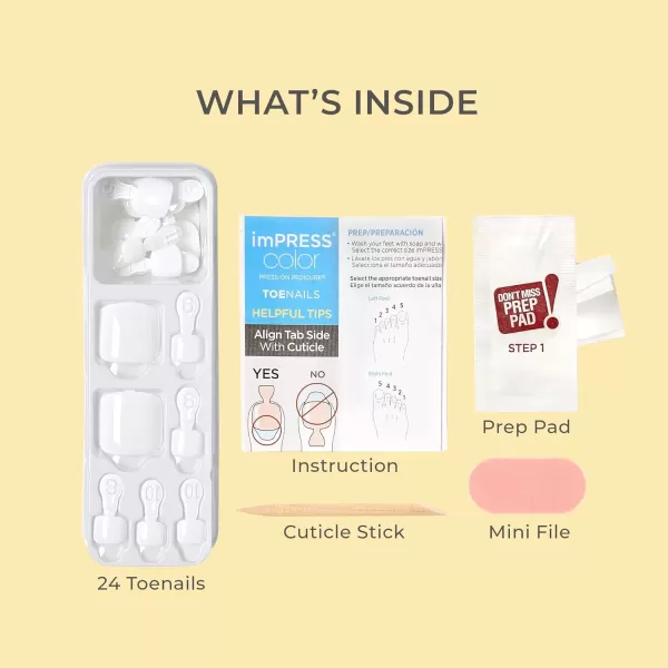 imageKISS imPRESS No Glue Pedi PressOn Nails Toenails Time After Time Medium Pink Short Size Squoval Shape Includes 24 Nails Prep Pad Instructions Sheet 1 Manicure Stick 1 Mini File