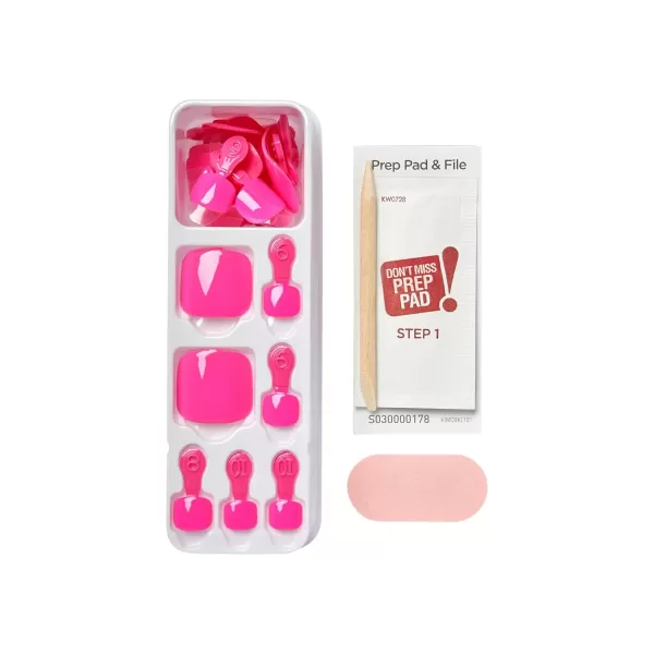 imageKISS imPRESS No Glue Pedi PressOn Nails Toenails Time After Time Medium Pink Short Size Squoval Shape Includes 24 Nails Prep Pad Instructions Sheet 1 Manicure Stick 1 Mini File