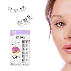 imageKISS imPRESS False Eyelashes Lash Clusters Falsies Airy Wispy 12mm14mm Includes 12 pieces of prebonded lashes Contact Lens Friendly Easy to Apply Reusable Strip LashesChic Wispy