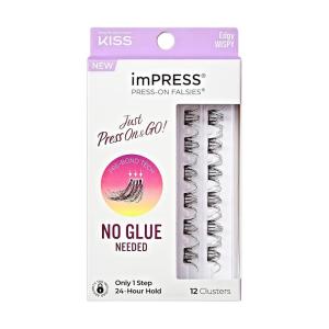 imageKISS imPRESS False Eyelashes Lash Clusters Falsies Airy Wispy 12mm14mm Includes 12 pieces of prebonded lashes Contact Lens Friendly Easy to Apply Reusable Strip LashesEdgy Wispy