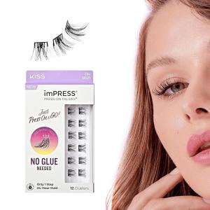 imageKISS imPRESS False Eyelashes Lash Clusters Falsies Airy Wispy 12mm14mm Includes 12 pieces of prebonded lashes Contact Lens Friendly Easy to Apply Reusable Strip LashesSassy Wispy
