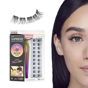 imageKISS imPRESS Falsies False Eyelashes Lash Clusters Voluminous 14 mm Includes 20 Clusters 1 applicator Contact Lens Friendly Easy to Apply Reusable Strip Lashes21 Piece Set