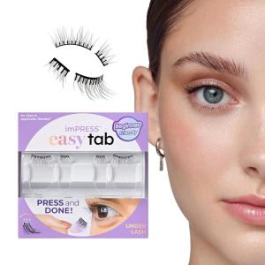 imageKISS imPRESS Falsies Easy Tab Press On Self Adhesive Eyelashes Black Airy Wispy 1 Pair of 3mm6mm inner Light Volume Eyelash Clusters ampamp 1 Pair of 4mm10mm Outer HalfLashes with Easy Tabs