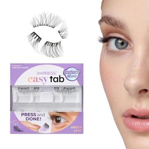 imageKISS imPRESS Falsies Easy Tab Press On Self Adhesive Eyelashes Black Classy Natural 1 Pair of 6mm7mm Inner Natural Volume Eyelash Clusters ampamp 1 Pair of 6mm10mm Outer HalfLashes with Easy Tabs