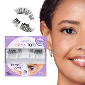 imageKISS imPRESS Falsies Easy Tab Press On Self Adhesive Eyelashes Black Demi Wispy 1 Pair of 8mm10mm Inner Natural Volume Eyelash Clusters ampamp 1 Pair of 11mm13mm Outer HalfLashes with Easy TabsBlack