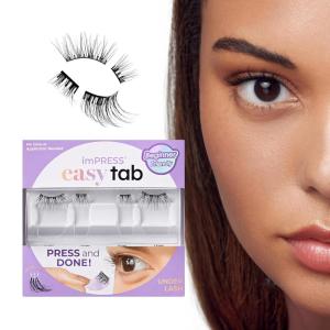 imageKISS imPRESS Falsies Easy Tab Press On Self Adhesive Eyelashes Black Modern Natural 1 Pair of 6mm7mm Inner Natural Volume Eyelash Clusters ampamp 1 Pair of 6mm12mm Outer HalfLashes with Easy Tabs