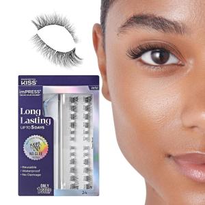 imageKISS imPRESS Falsies Long Lasting Self Adhesive Eyelashes Demi Bold 5 Day Extended Wear 24 Medium Volume Lash Clusters 5681012 ampamp 14mm Precision NonStick Applicator