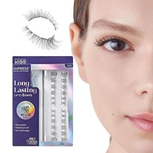 imageKISS imPRESS Falsies Long Lasting Self Adhesive Eyelashes Demi Natural 5 Day Extended Wear 24 Natural Volume Lash Clusters 5681012 ampamp 14mm Precision NonStick Applicator