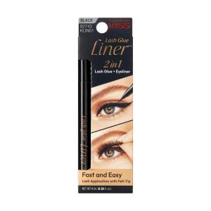 imageKISS Lash GLUEliner 2in1 FeltTip Eyelash Adhesive and Eyeliner Matte Finish Foolproof Application Easy TouchUp 003 Fl Oz Black Packaging May Vary