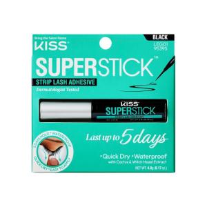 imageKISS Super Stick 5Day Extended Wear Strip Lash Adhesive Quick Drying Lash Glue Witch Hazel ampamp Cactus Extract Infused Brush Applicator Net Wt 48g 017 oz ClearBlack