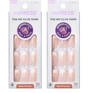 imageKISS imPRESS No Glue Mani Press On Nails French Heroic Light Neutral  White Tip French Short Size Squoval Shape Includes 30 Nails Prep Pad Instructions Sheet 1 Manicure Stick 1 Mini FileMedium Pack of 2