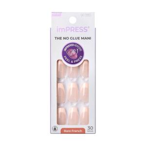 imageKISS imPRESS No Glue Mani Press On Nails French Heroic Light Neutral  White Tip French Short Size Squoval Shape Includes 30 Nails Prep Pad Instructions Sheet 1 Manicure Stick 1 Mini FileMedium