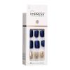 imageKISS imPRESS No Glue Mani Press On Nails Design Eternity Medium Blue Short Size Squoval Shape Includes 30 Nails Prep Pad Instructions Sheet 1 Manicure Stick 1 Mini FileBlue and Gold