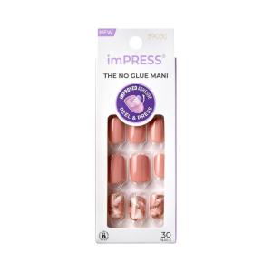 imageKISS imPRESS No Glue Mani Press On Nails Design Eternity Medium Blue Short Size Squoval Shape Includes 30 Nails Prep Pad Instructions Sheet 1 Manicure Stick 1 Mini FilePink