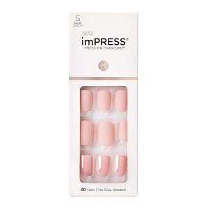 imageKISS imPRESS No Glue Mani Press On Nails Design Eternity Medium Blue Short Size Squoval Shape Includes 30 Nails Prep Pad Instructions Sheet 1 Manicure Stick 1 Mini FilePink and Bronze