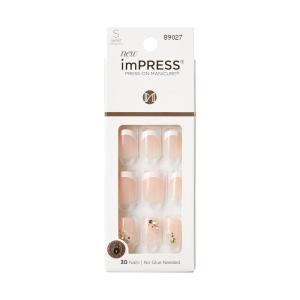 imageKISS imPRESS No Glue Mani Press On Nails Design Eternity Medium Blue Short Size Squoval Shape Includes 30 Nails Prep Pad Instructions Sheet 1 Manicure Stick 1 Mini FileFrench