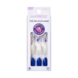 imageKISS imPRESS No Glue Mani Press On Nails Design Free Soul White Medium Size Almond Shape Includes 30 Nails Prep Pad Instructions Sheet 1 Manicure Stick 1 Mini FileLight White