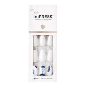 imageKISS imPRESS No Glue Mani Press On Nails Design Free Soul White Medium Size Almond Shape Includes 30 Nails Prep Pad Instructions Sheet 1 Manicure Stick 1 Mini FileTye Dye