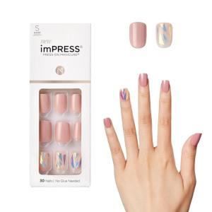 imageKISS imPRESS No Glue Mani Press On Nails Design One Chance Light Pink Short Size Squoval Shape Includes 30 Nails Prep Pad Instructions Sheet 1 Manicure Stick 1 Mini FilePink Multicolor
