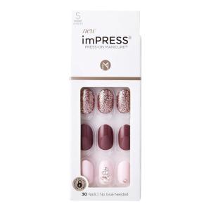 imageKISS imPRESS No Glue Mani Press On Nails Design One Chance Light Pink Short Size Squoval Shape Includes 30 Nails Prep Pad Instructions Sheet 1 Manicure Stick 1 Mini FileReset