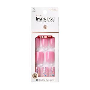 imageKISS imPRESS No Glue Mani PressOn Nails Design Dream It Up Light Pink Short Size Wider Squoval Shape Includes 30 Nails Prep Pad Instructions Sheet 1 Manicure Stick 1 Mini File