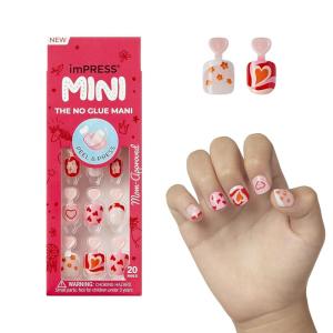 imageKISS imPRESS No Glue Mani PressOn Nails Design Playground Medium Red Kids Size Squoval Shape Includes 20 Nails Prep Pad Instructions Sheet 1 Manicure Stick 1 Mini File20 Count Pack of 1