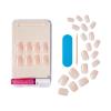 imageKISS Salon Acrylic French Tip Press On Nails Chic Beats Natural Nude Short Squoval Nail Kit with 28 Fake Nails Pink Gel Nail Glue 2g Mini Nail File ampamp Manicure Stick